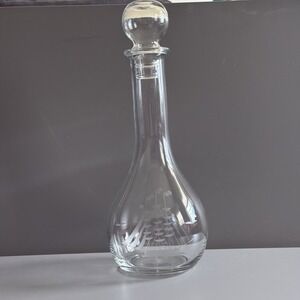 Vtg Javit Crystal Austria Whiskey Decanter Sailboat Clipper Etching 13.5"